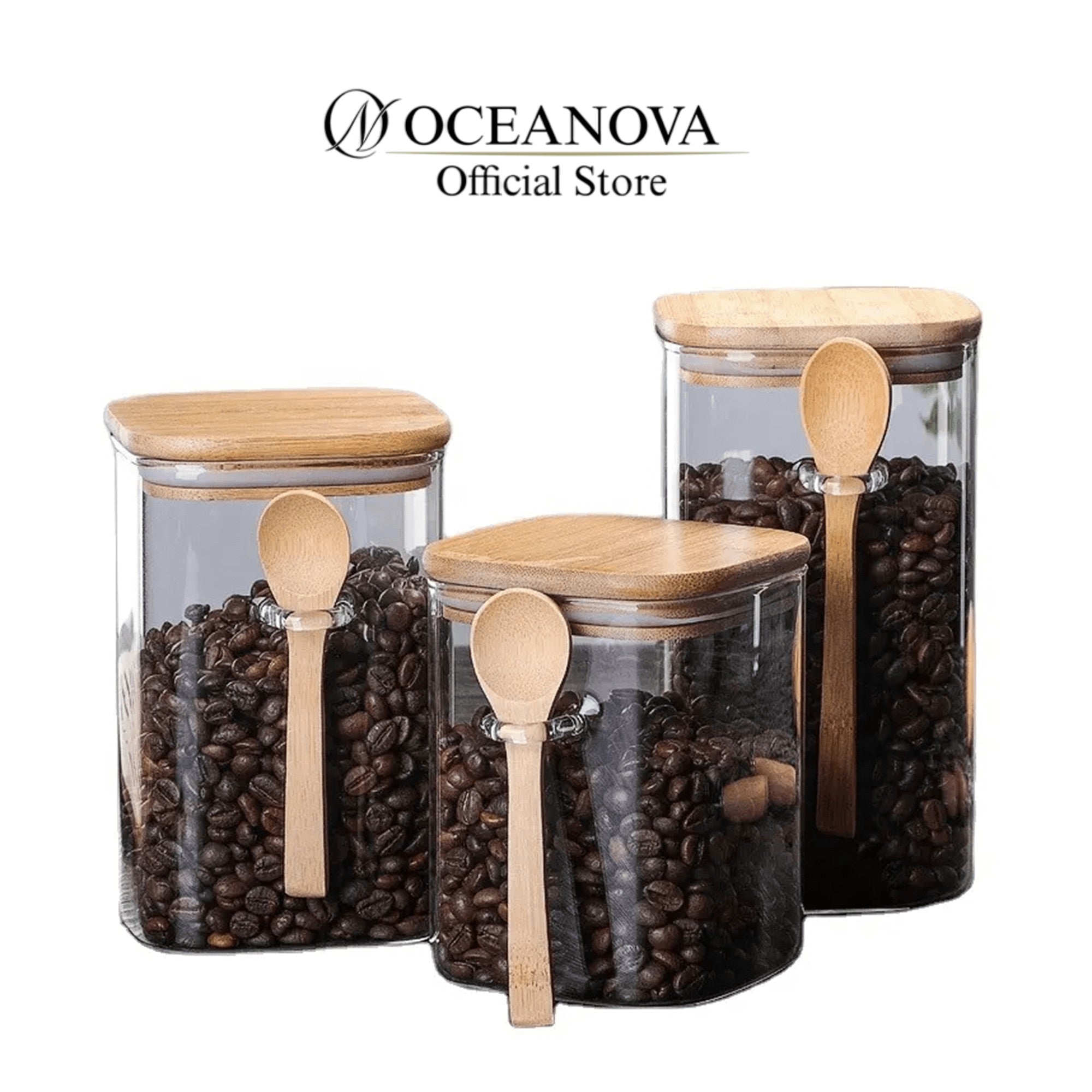 Transparent Glass Sealed Coffee Jar Food Storage Container