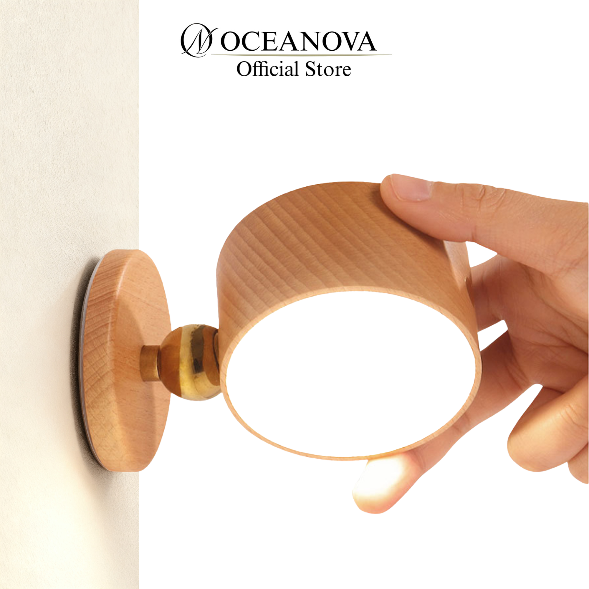 Wooden Bedside Wall Lamp - USB Charging LED