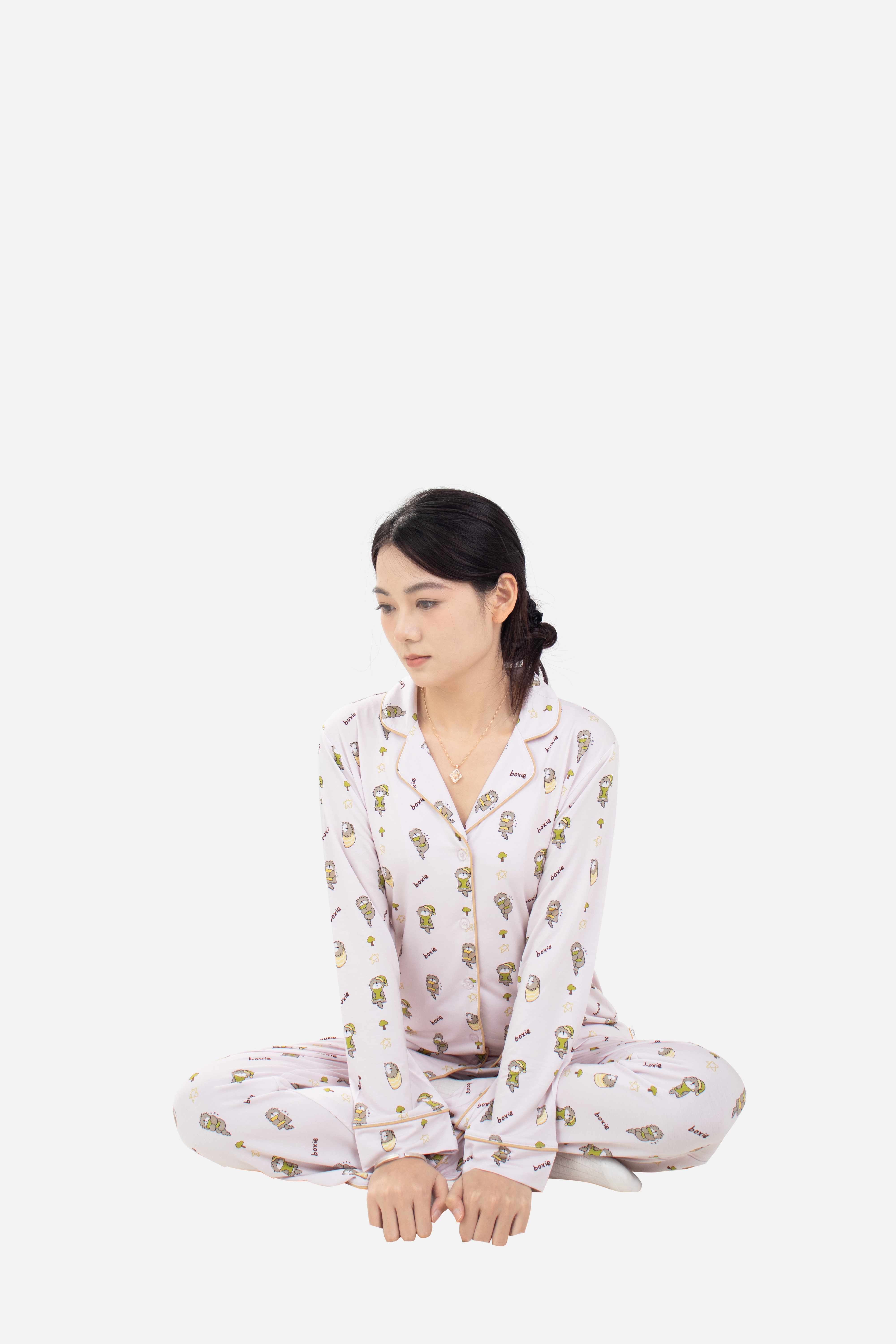 Mini nova Classic Bamboo Fiber Adult Long-Sleeved Pajama Series