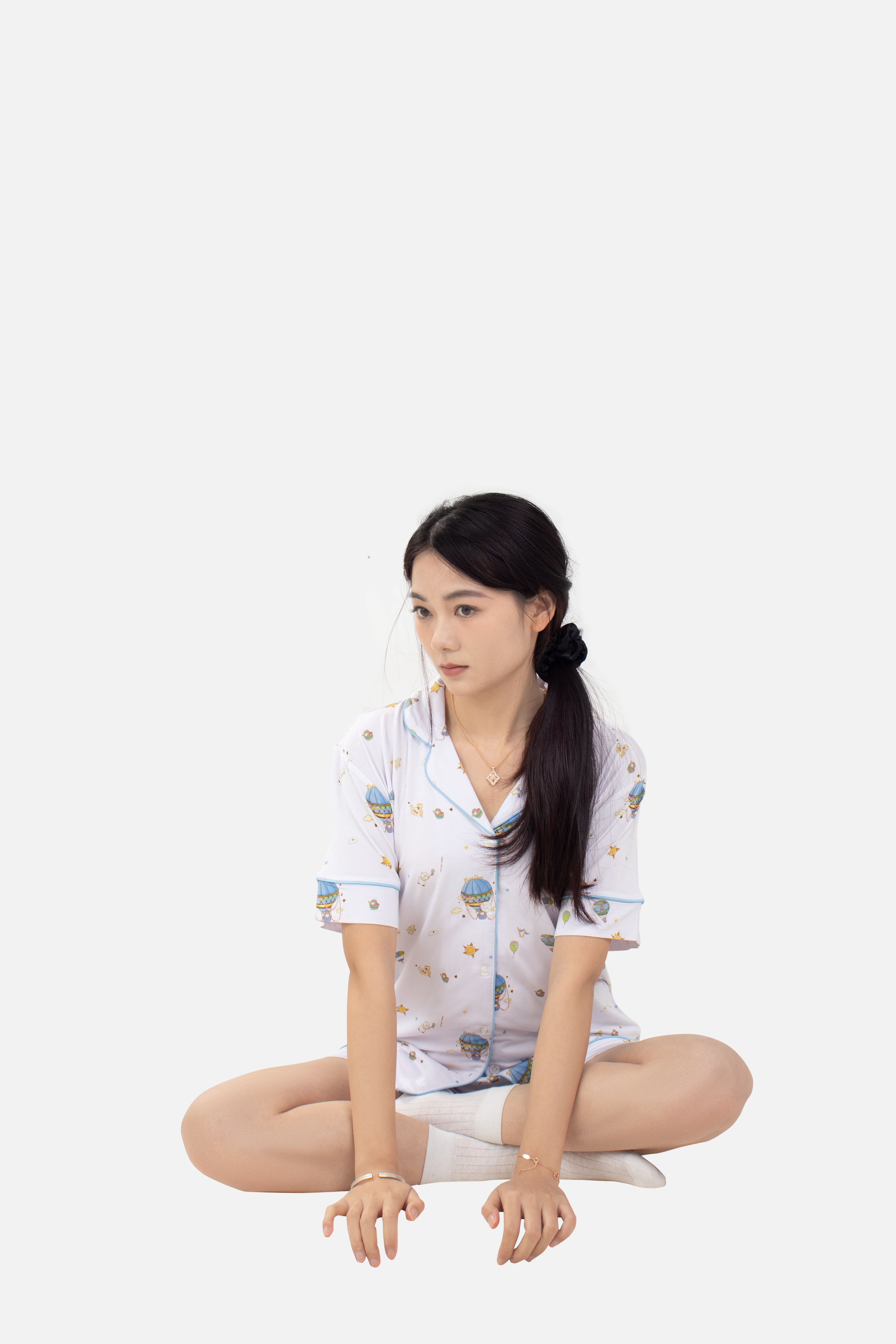 Mini nova Hot Air Balloon Bamboo Fiber Adult Short-Sleeve Pajama Series