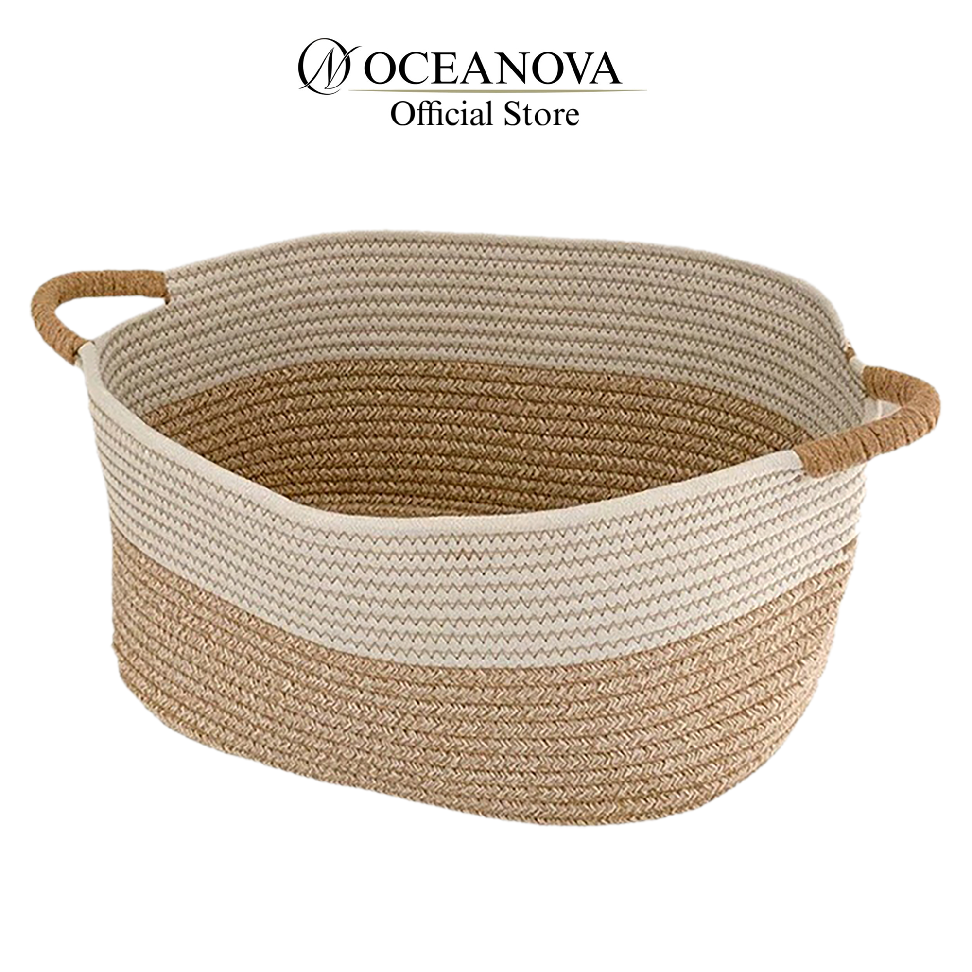 Handmade cotton rope woven storage basket