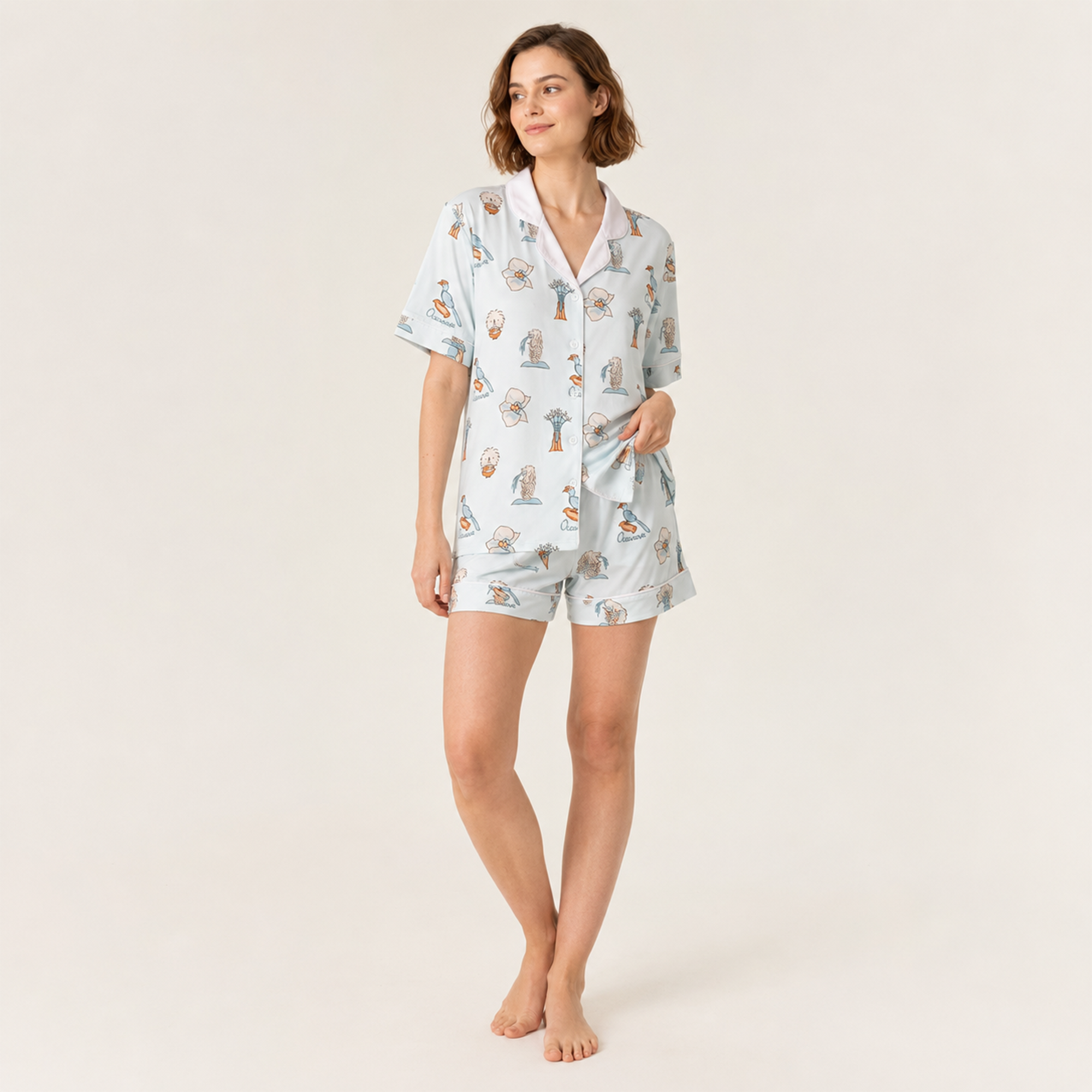 Adult Short Pajama Set （Merlion Garden）