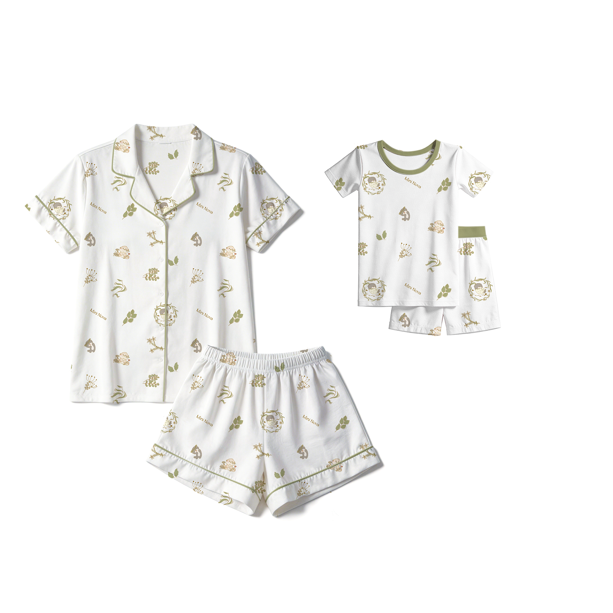 Mini nova Spring Bamboo Fiber Short Family Set