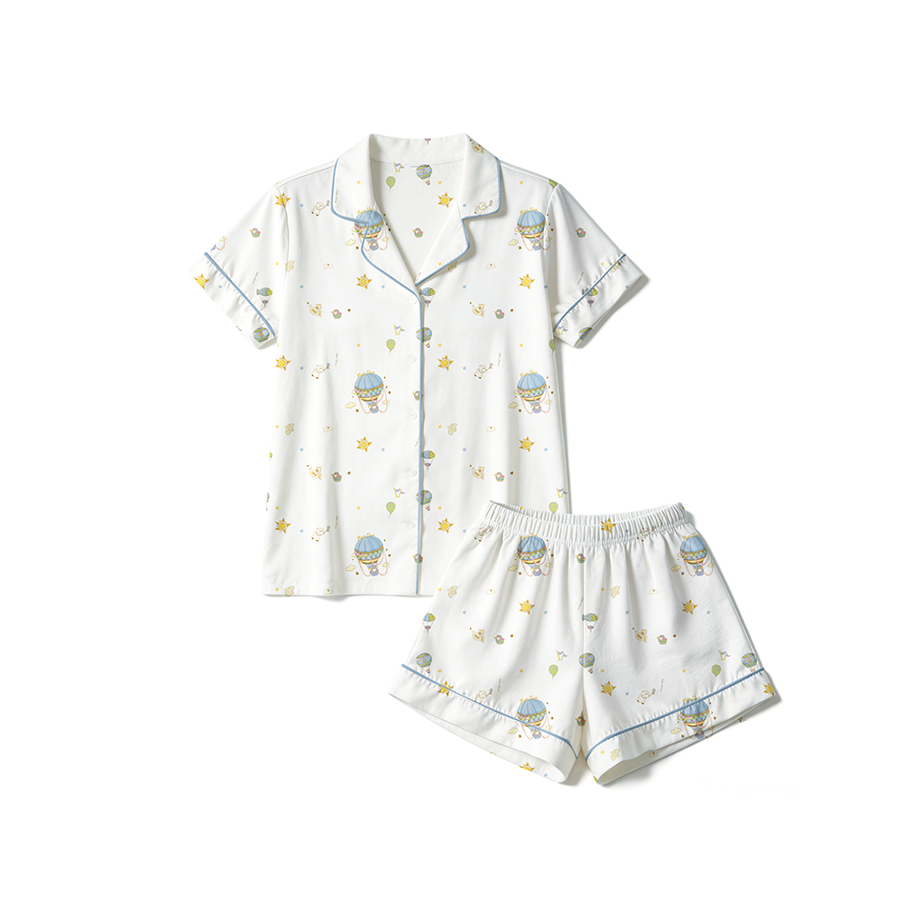 Mini nova Hot Air Balloon Bamboo Fiber Adult Short-Sleeve Pajama Series