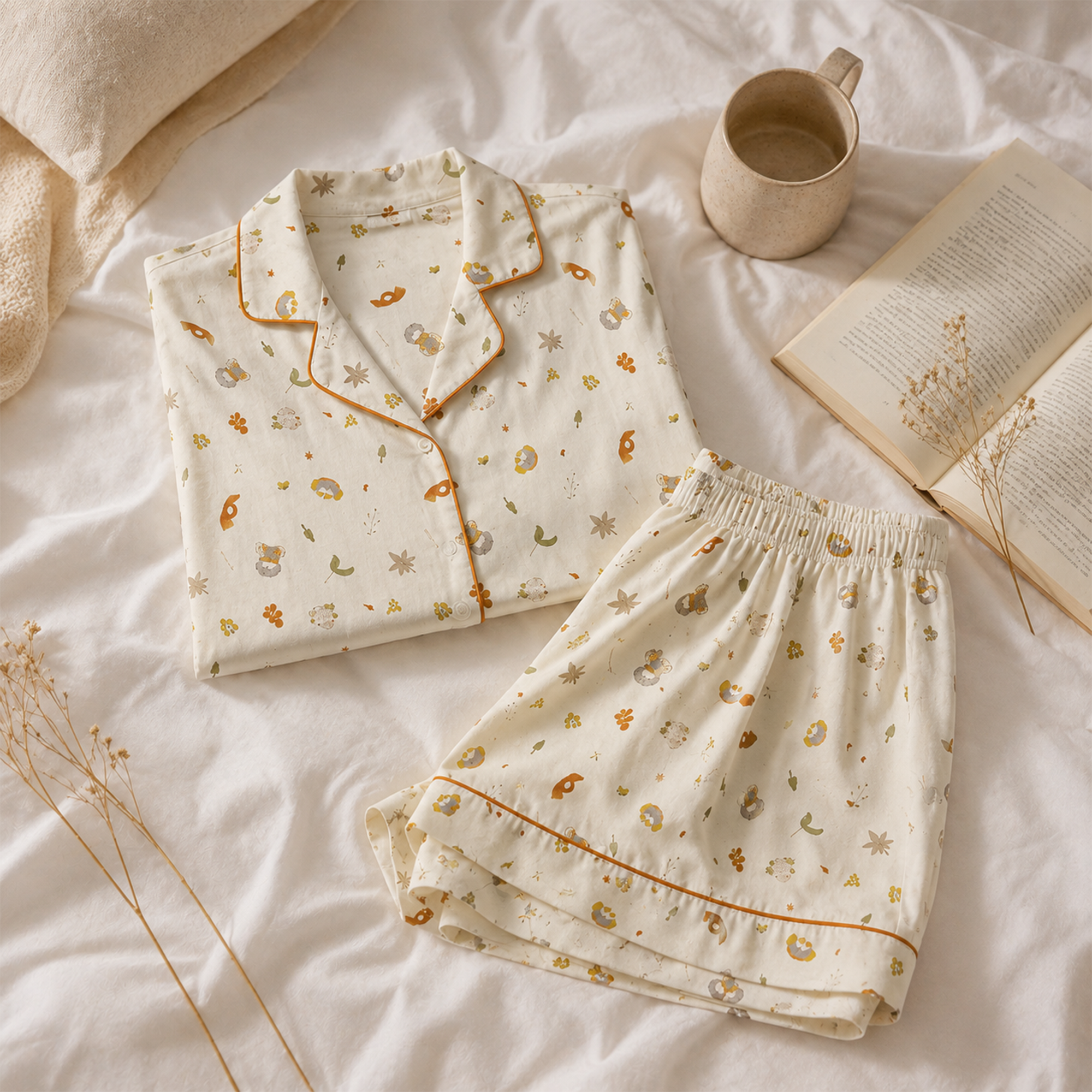 Mini nova Autumn Bamboo Fiber Adult Short-Sleeve Pajama Series