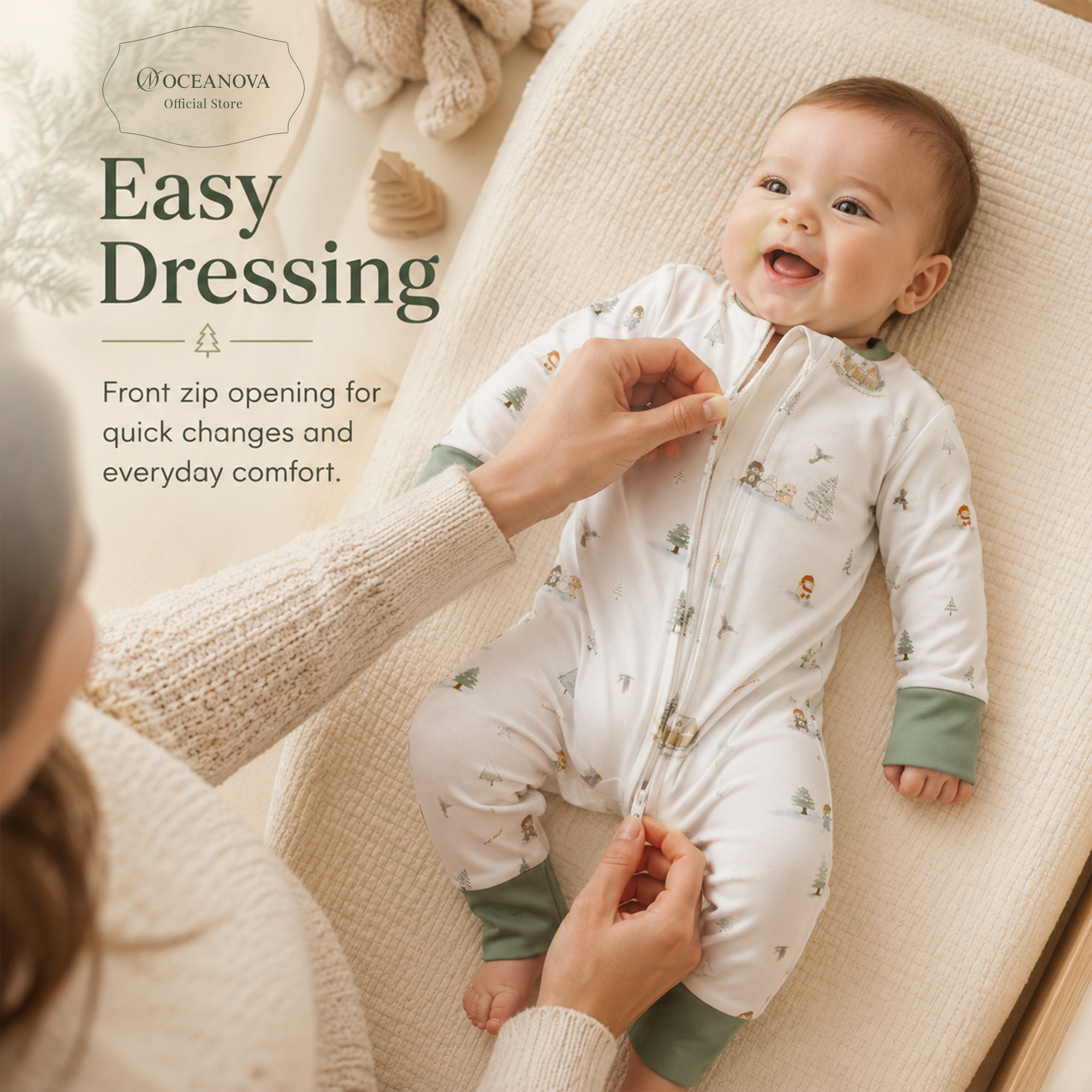 Mini New Star Winter Bamboo Fiber Baby Long Onesie