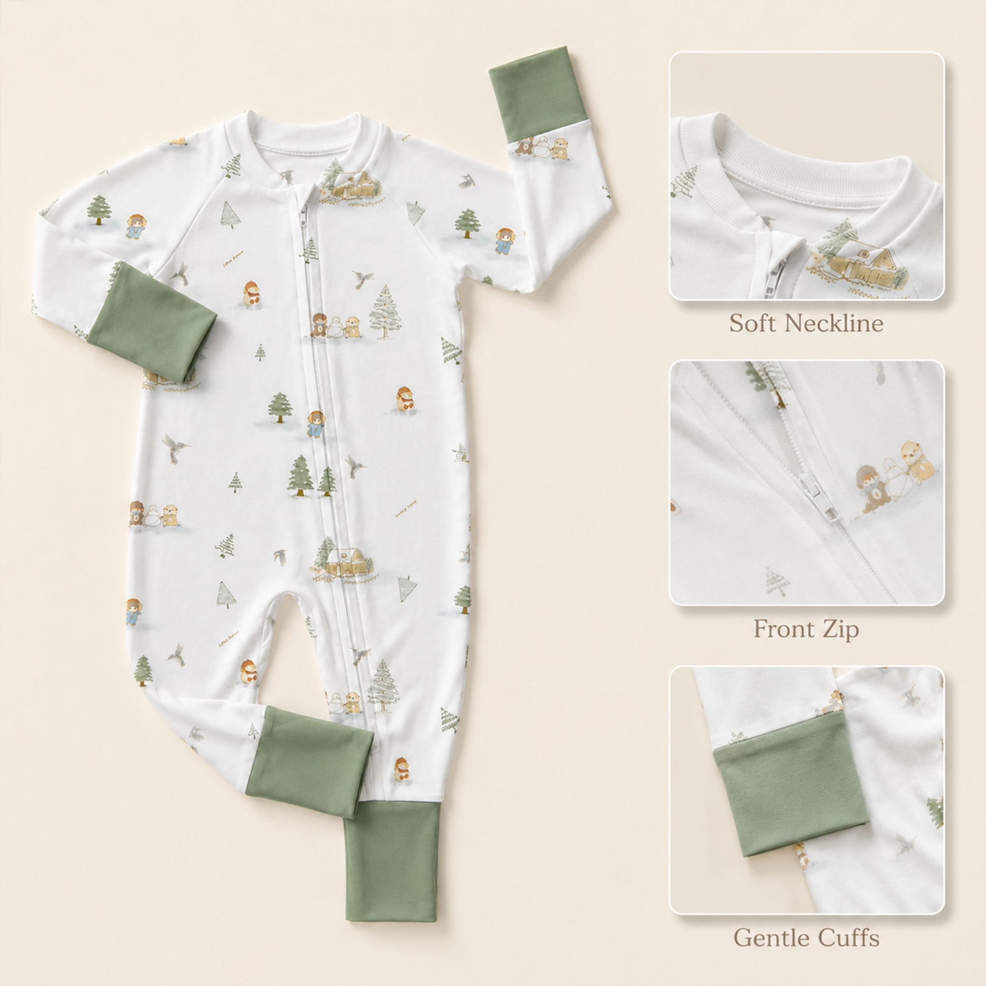 Mini New Star Winter Bamboo Fiber Baby Long Onesie