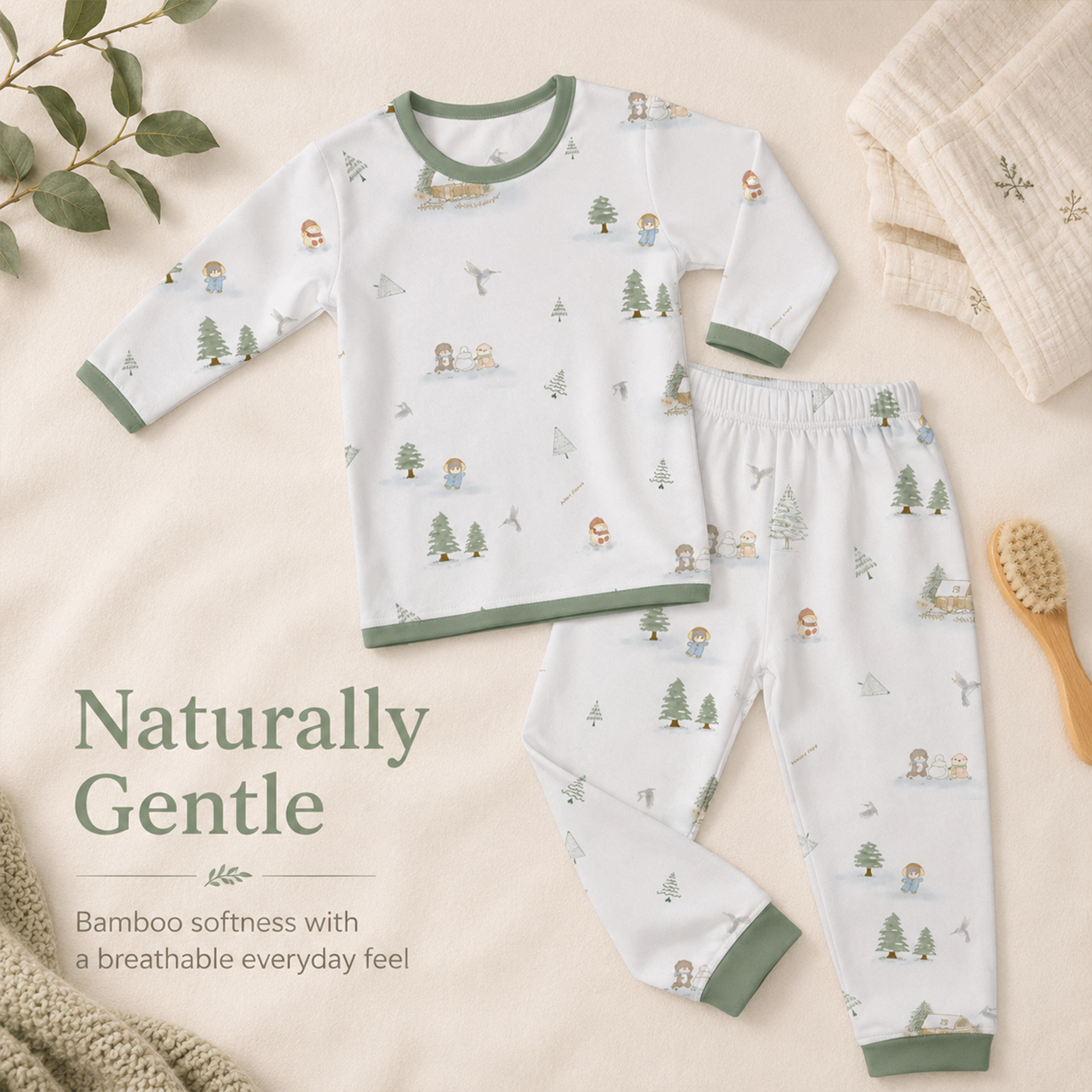 Mini Nova Winter Bamboo Fiber Baby Long-Sleeved Pajama Collection