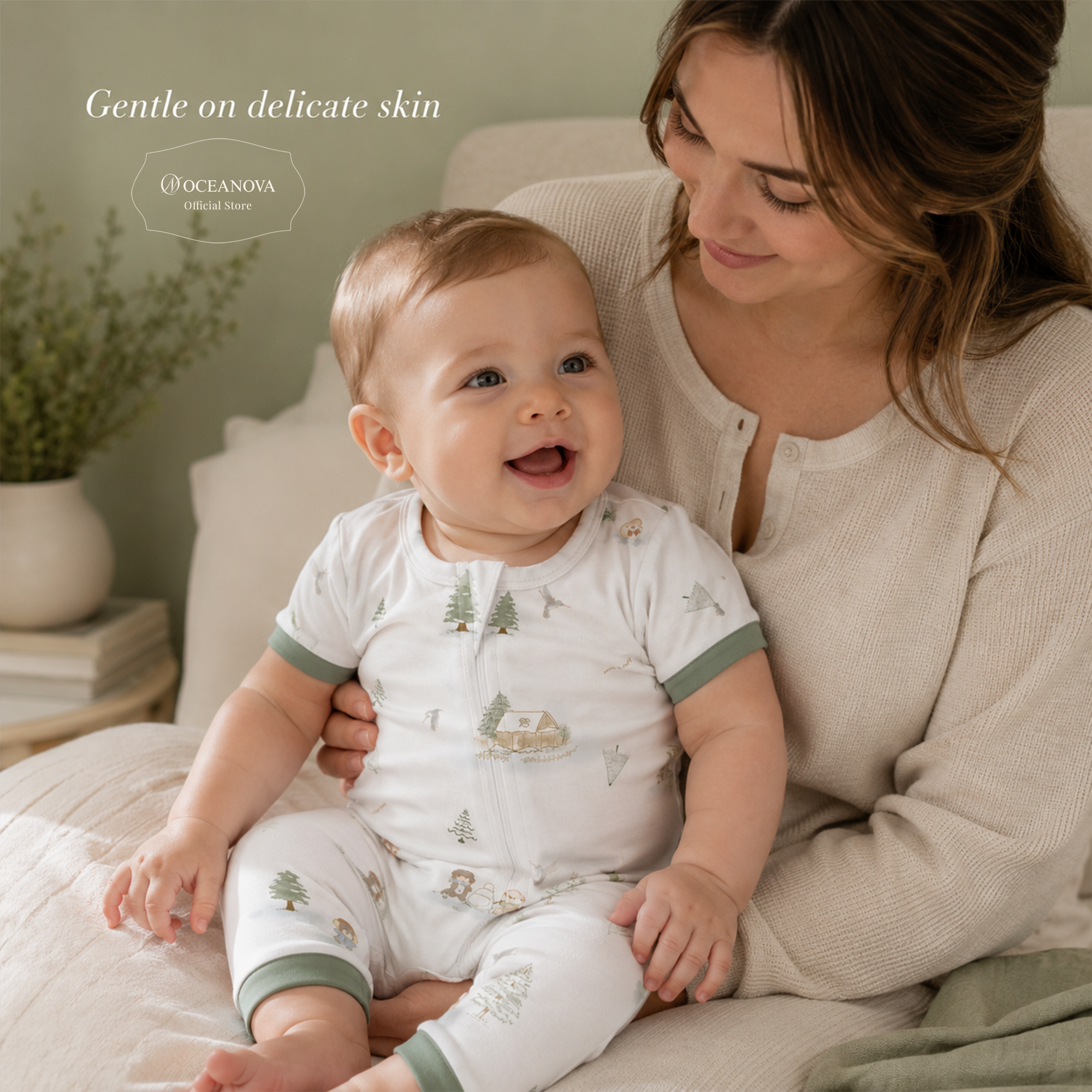 Mini New Star Winter Bamboo Fiber Baby Short Onesie
