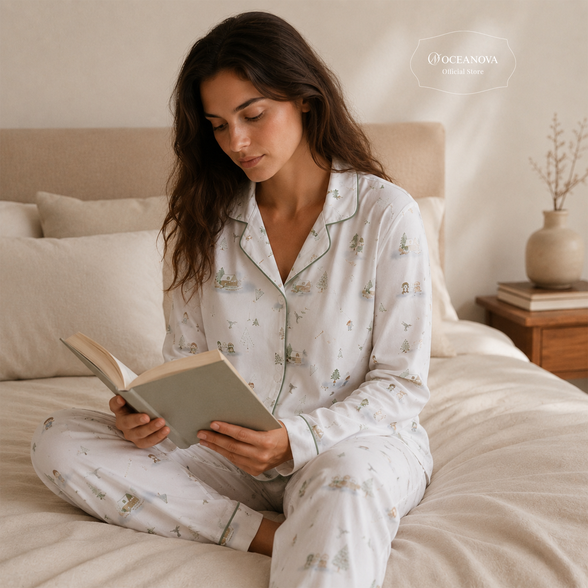 Mini nova Winter Bamboo Fiber Adult Long-Sleeved Pajama Series