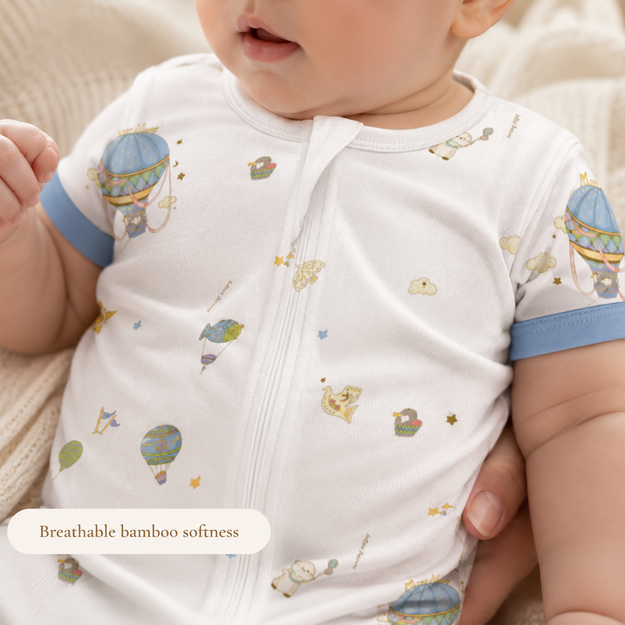 Mini Nova Hot Air Balloon Bamboo Fiber Baby Short Onesie