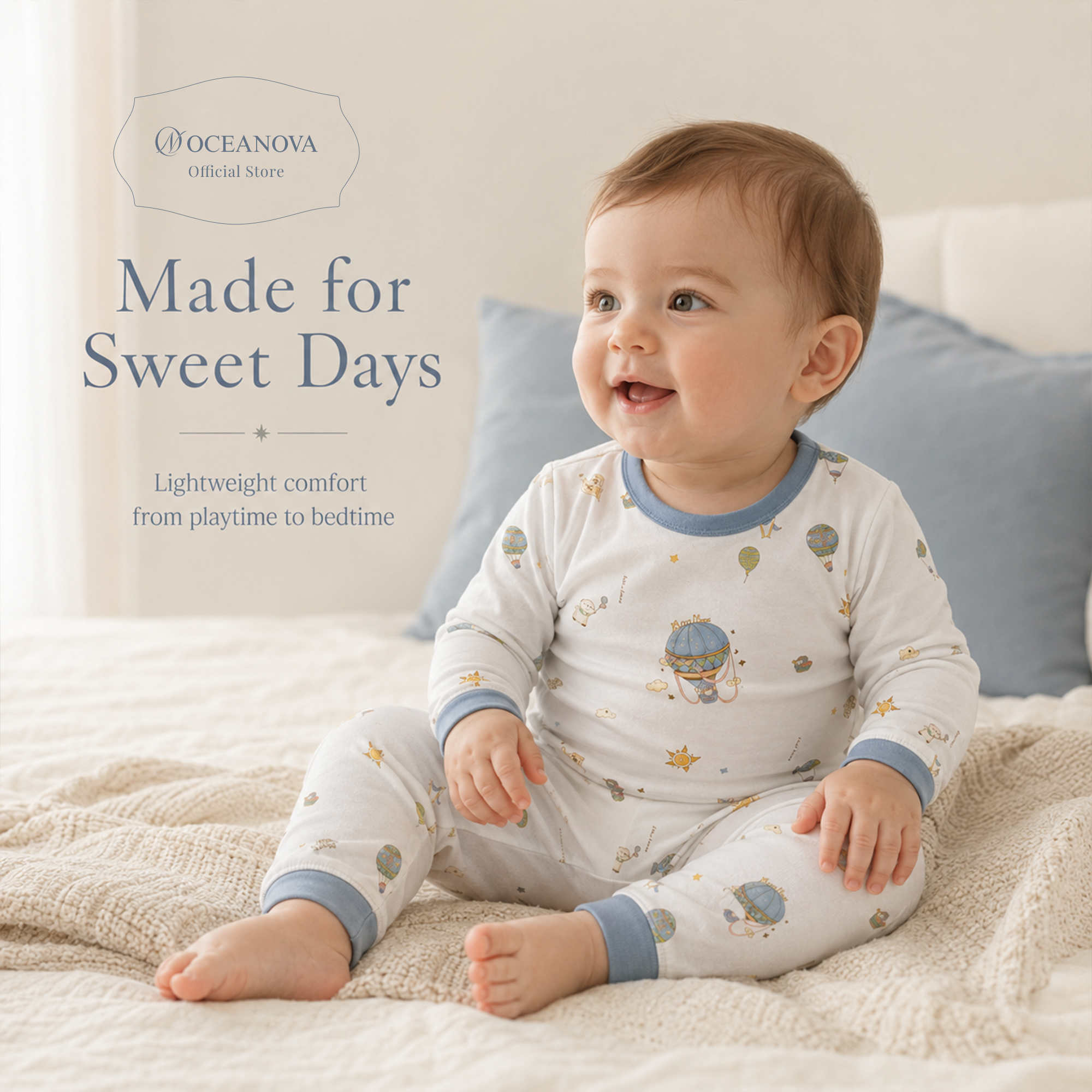 Mini Nova Hot Air Balloon Bamboo Fiber Baby Long-Sleeved Pajama Series