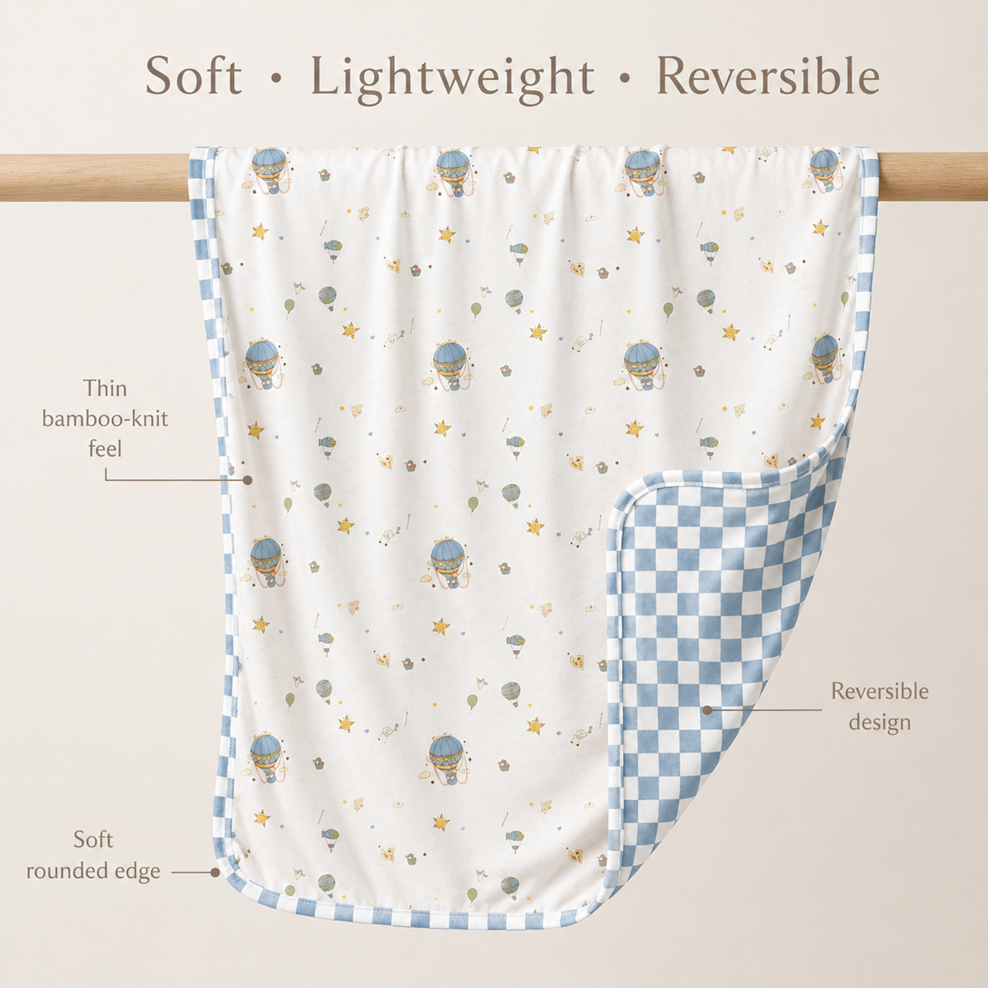 Mini Nova Hot Air Balloon Bamboo Fiber Baby Blanket