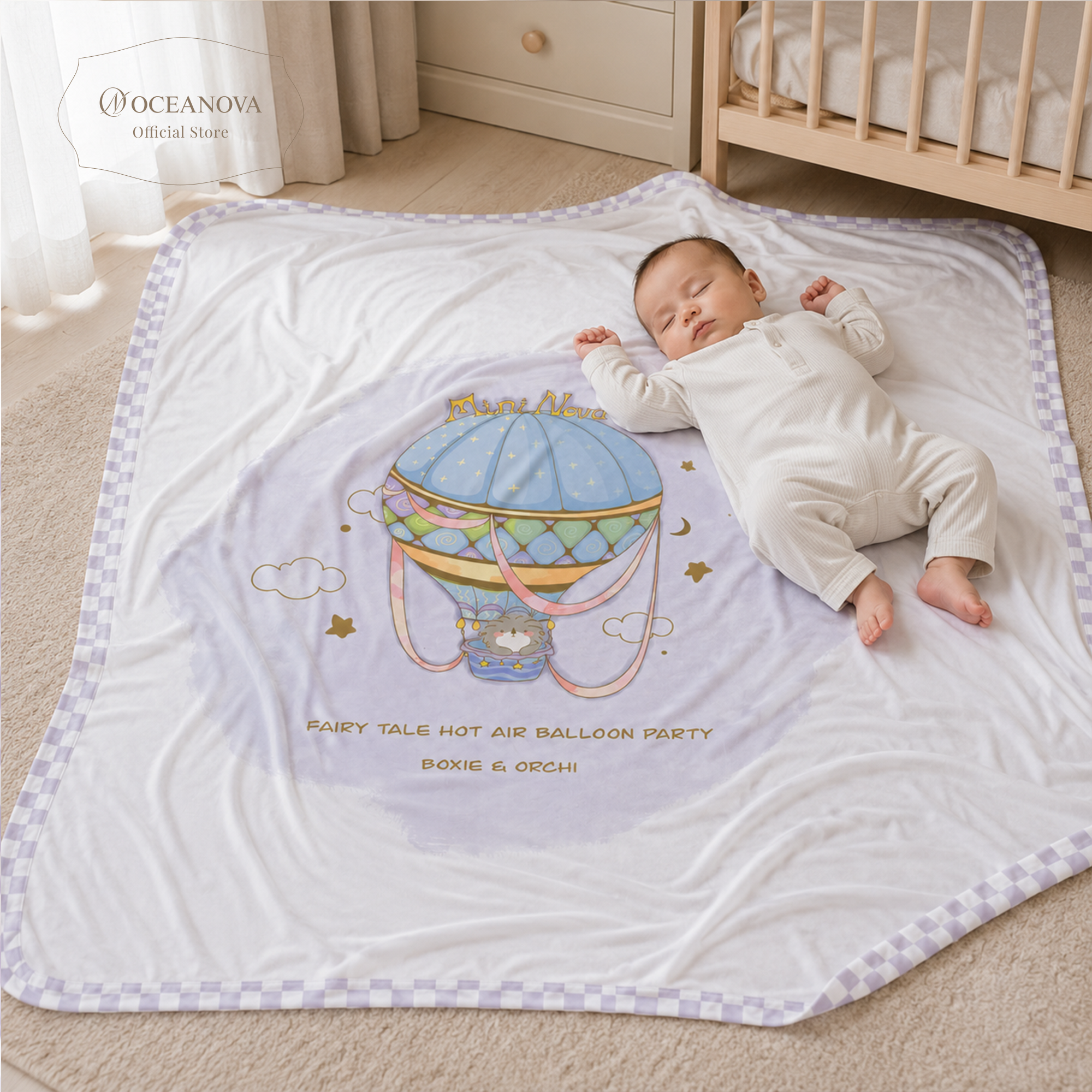 Mini Nova Large Hot Air Balloon Bamboo Fiber Baby Blanket