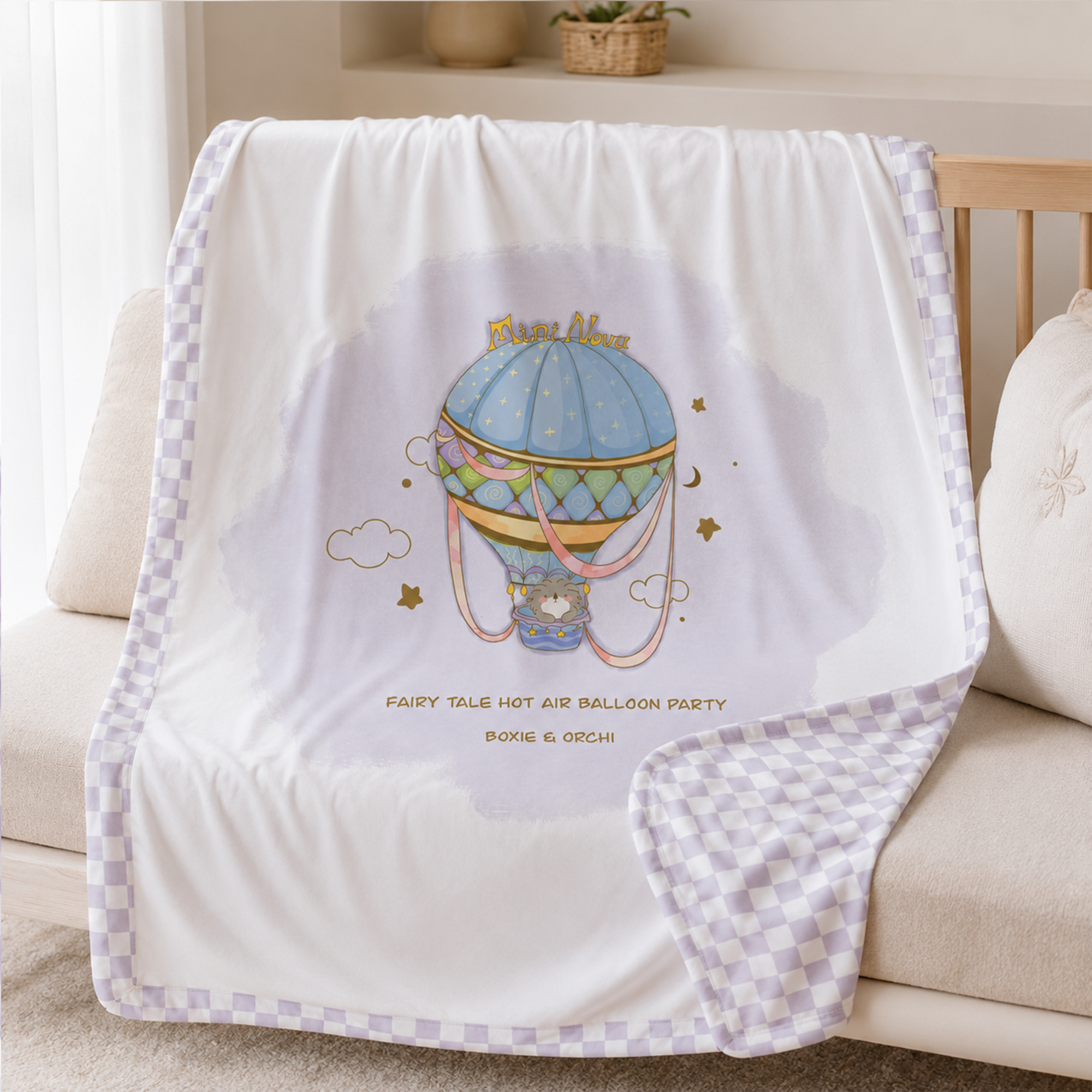 Mini Nova Large Hot Air Balloon Bamboo Fiber Baby Blanket