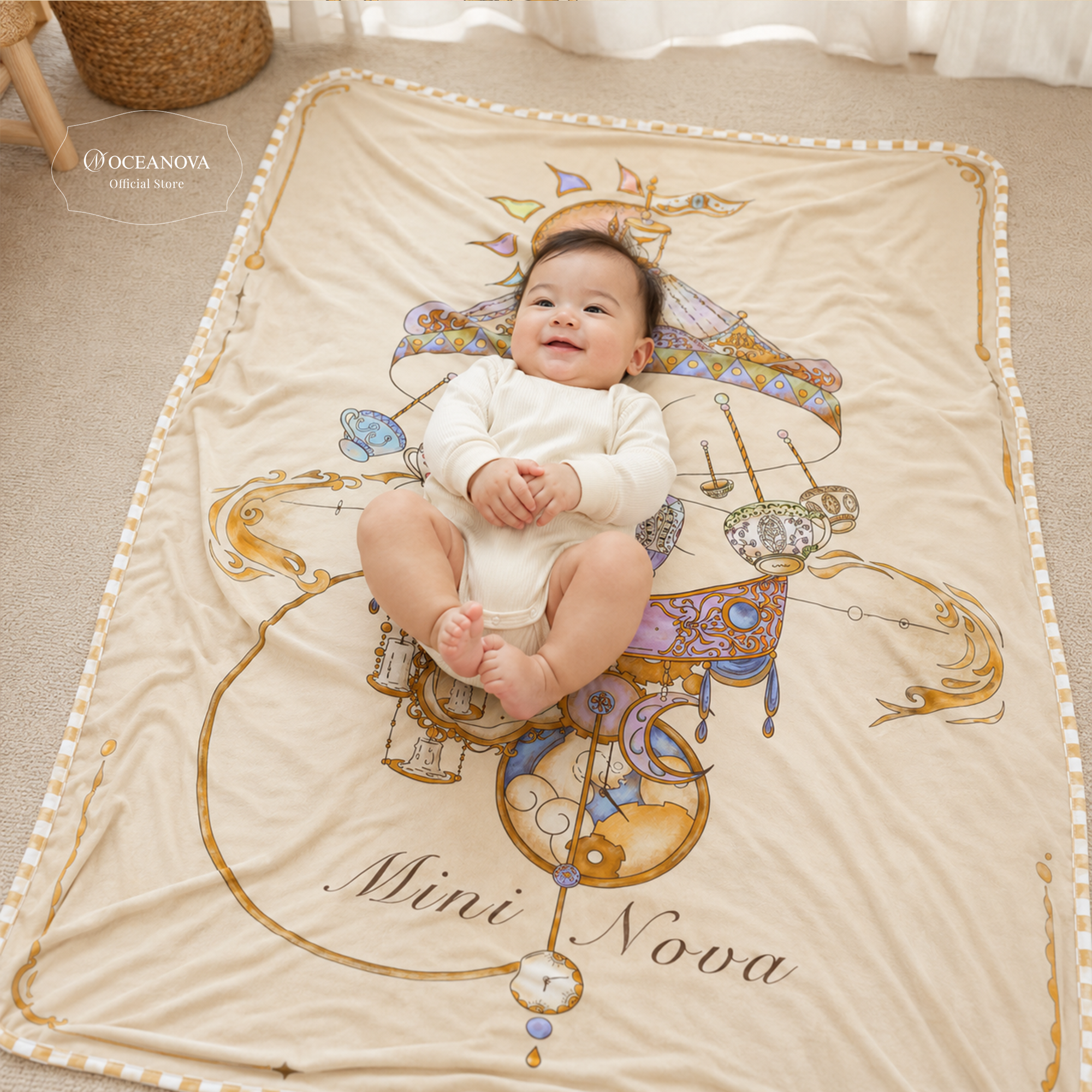 Mini Nova Carousel Bamboo Fiber Baby Blanket