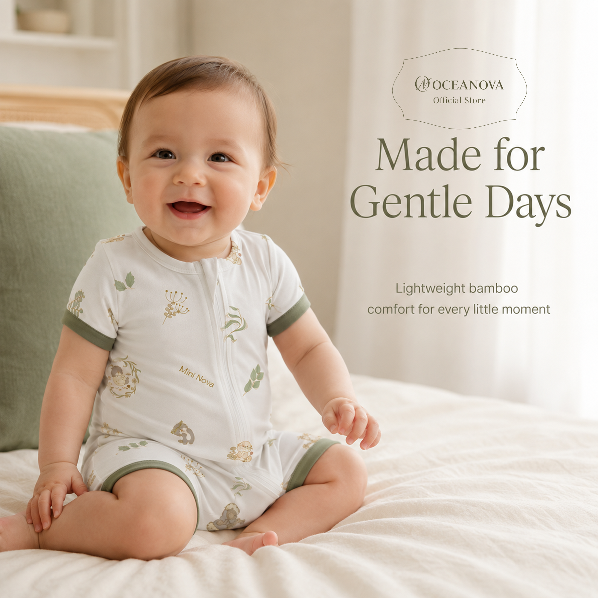 Mini New Star Spring Bamboo Fiber Baby Short Onesie
