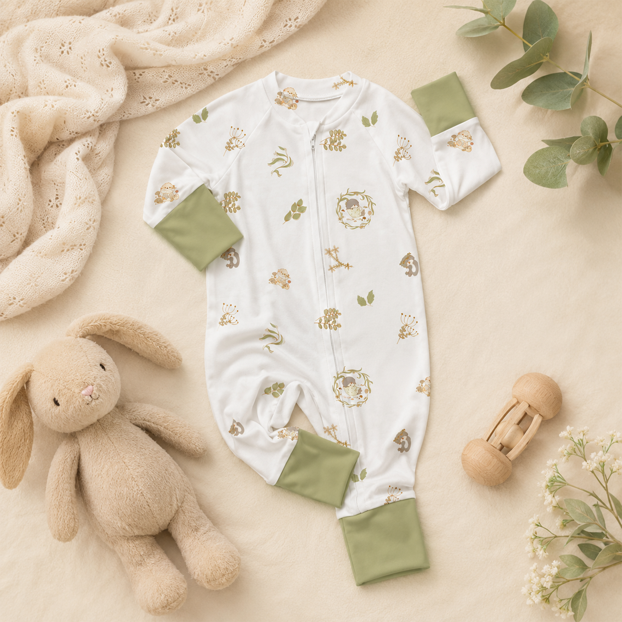 Mini New Star Spring Bamboo Fiber Baby Long Onesie