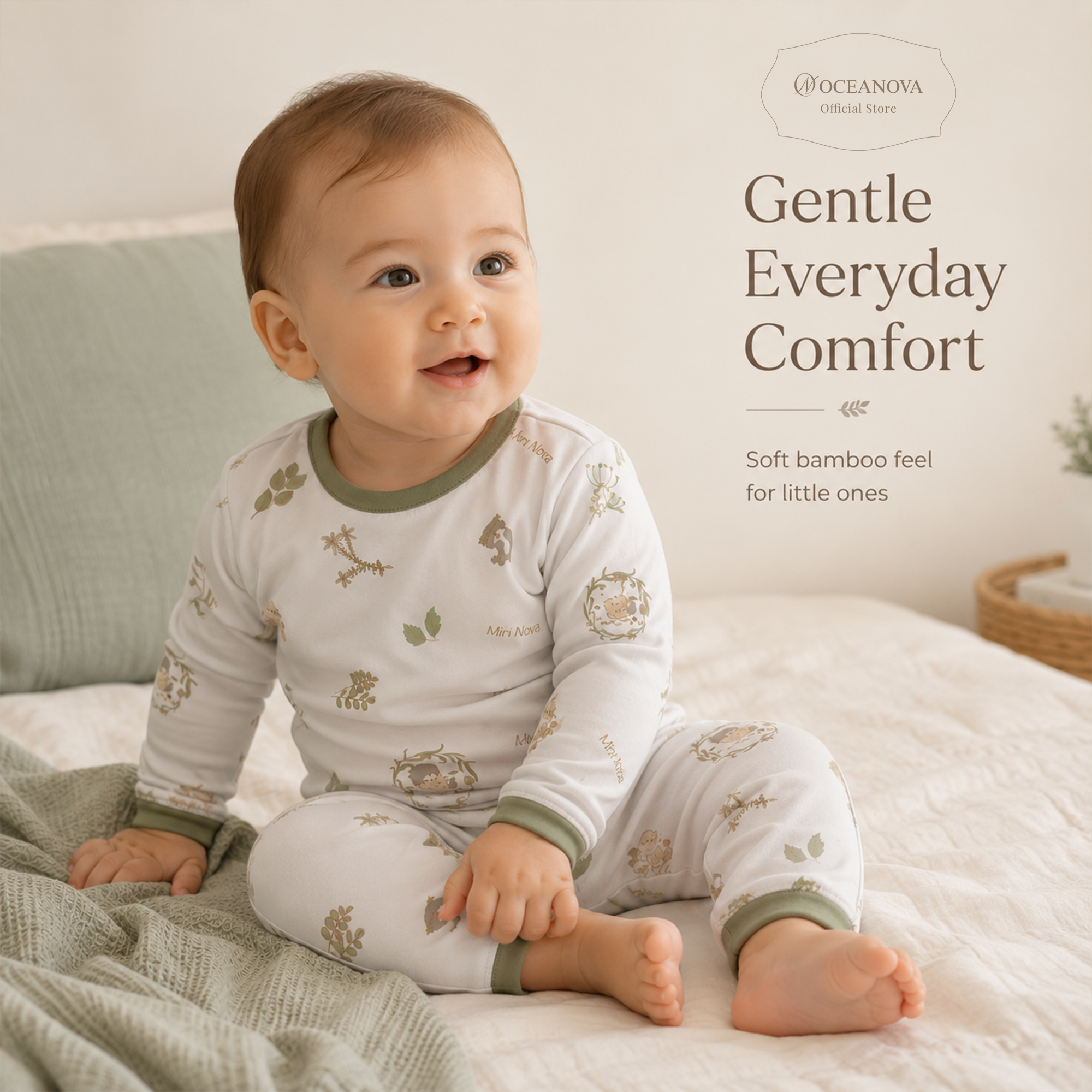 Mini Nova Spring Bamboo Fiber Baby Long-Sleeved Pajama Collection