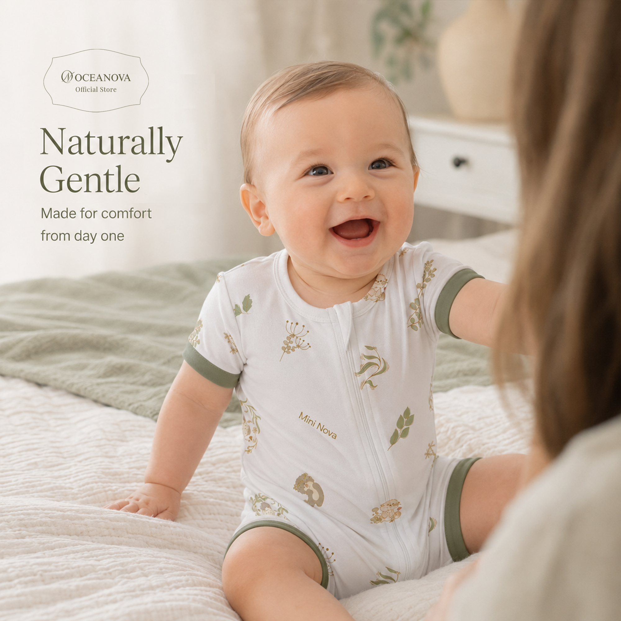 Mini New Star Spring Bamboo Fiber Baby Short Onesie