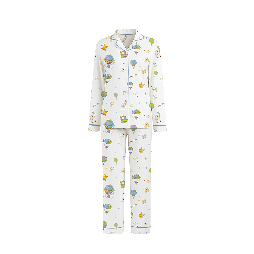 Mini nova Hot Air Balloon Bamboo Fiber Adult Long-Sleeved Pajama Series