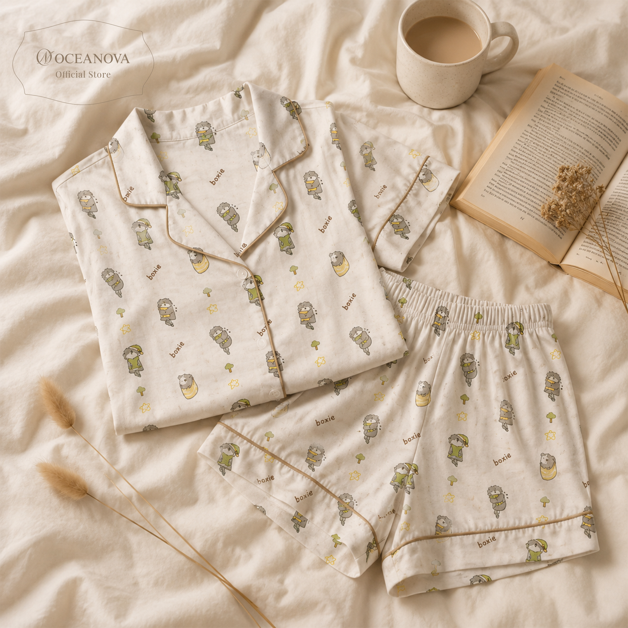 Mini nova Classic bamboo fiber adult short-sleeved pajama series