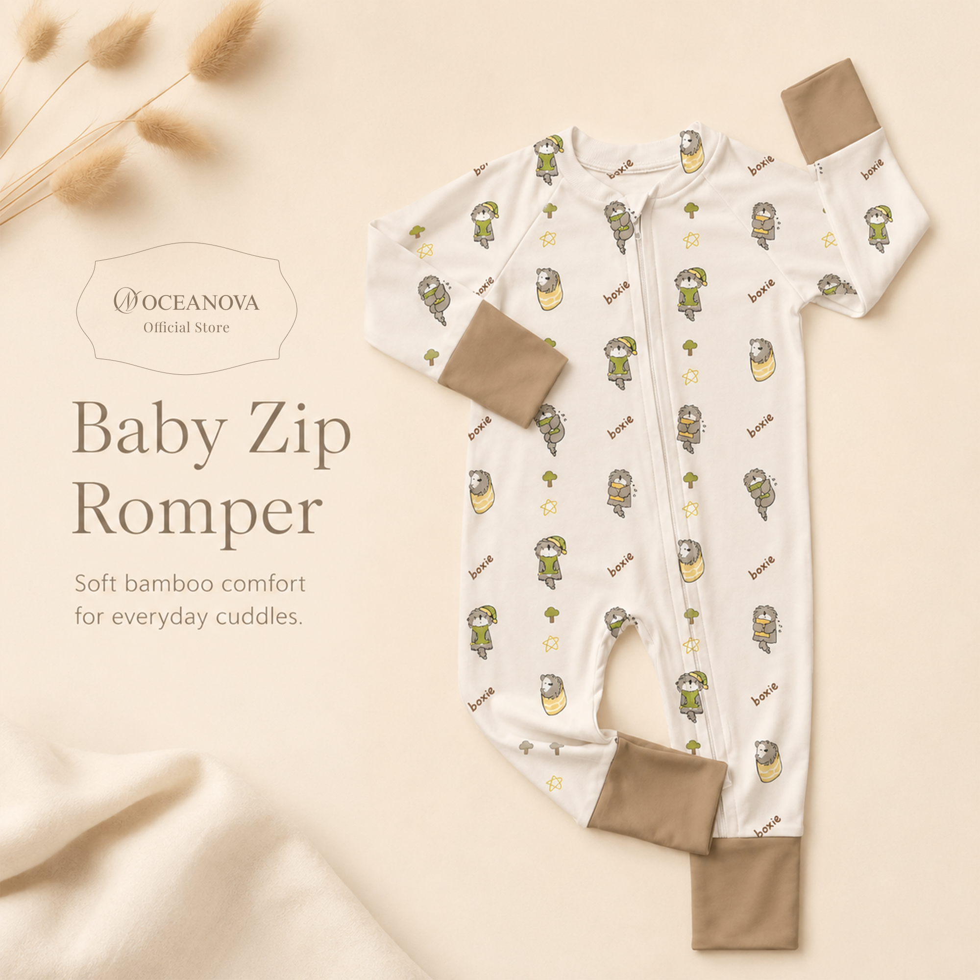 Mini Star Classic Bamboo Fiber Baby Long Onesie