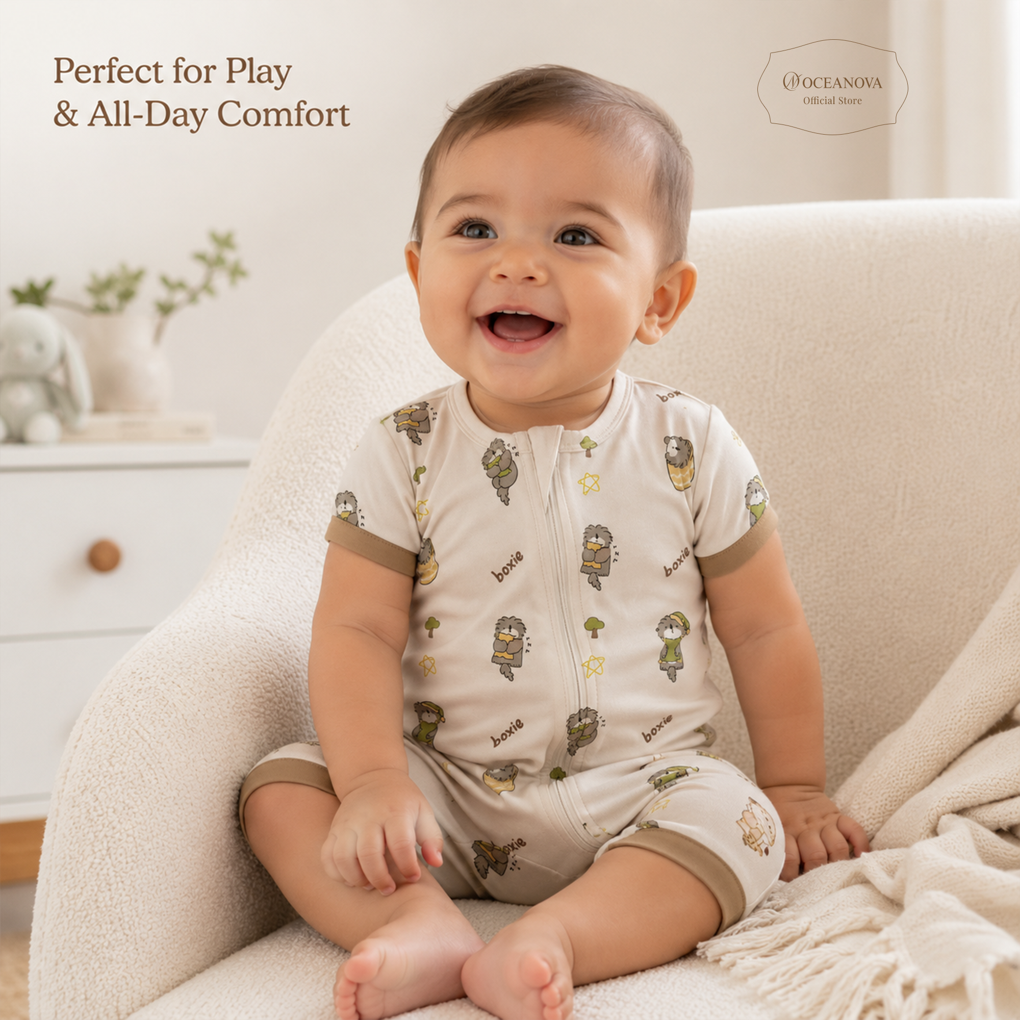 Mini Nova Classic Bamboo Fiber Baby Short Onesie