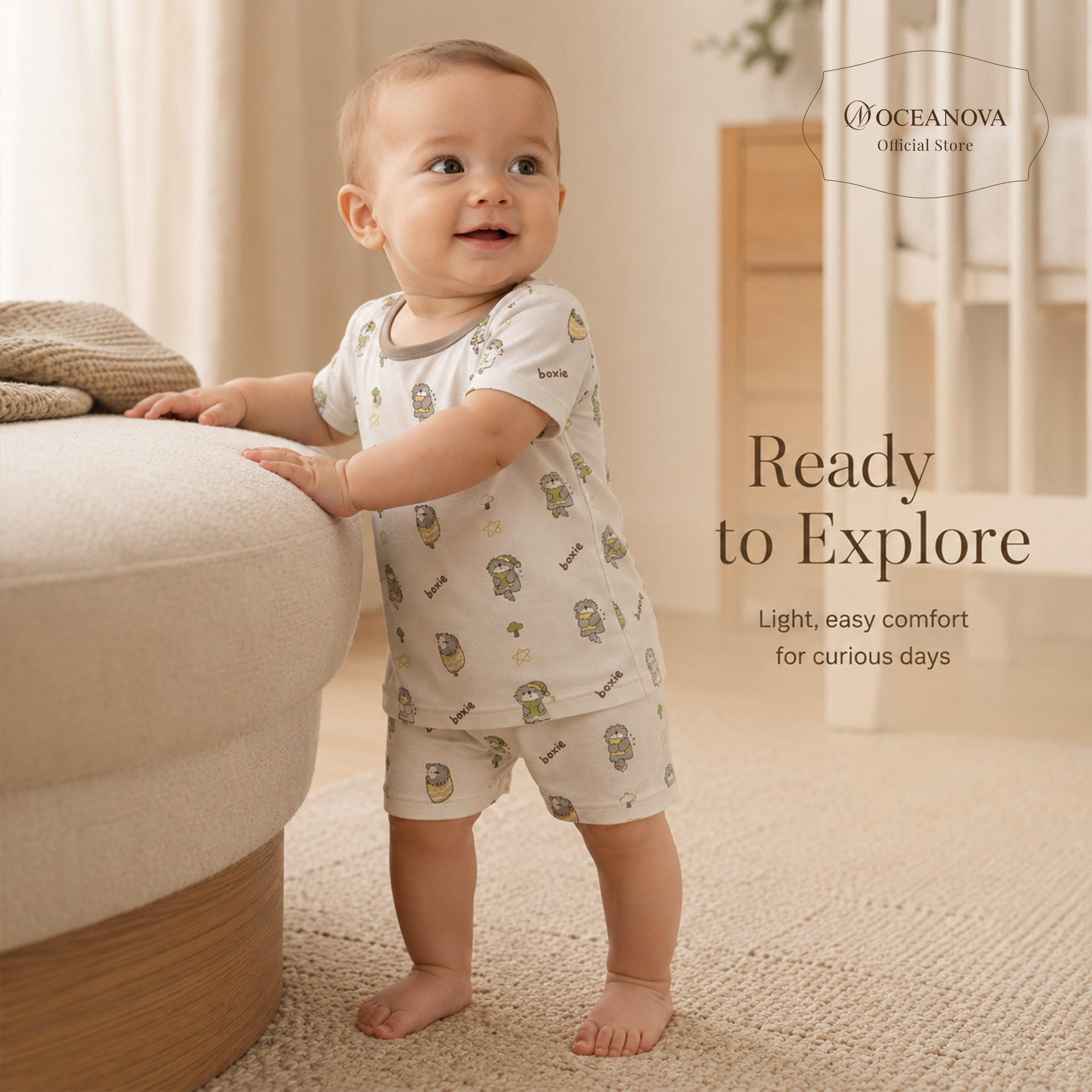 Mini Nova Classic Bamboo Fiber Baby Short-Sleeve Pajama Collection