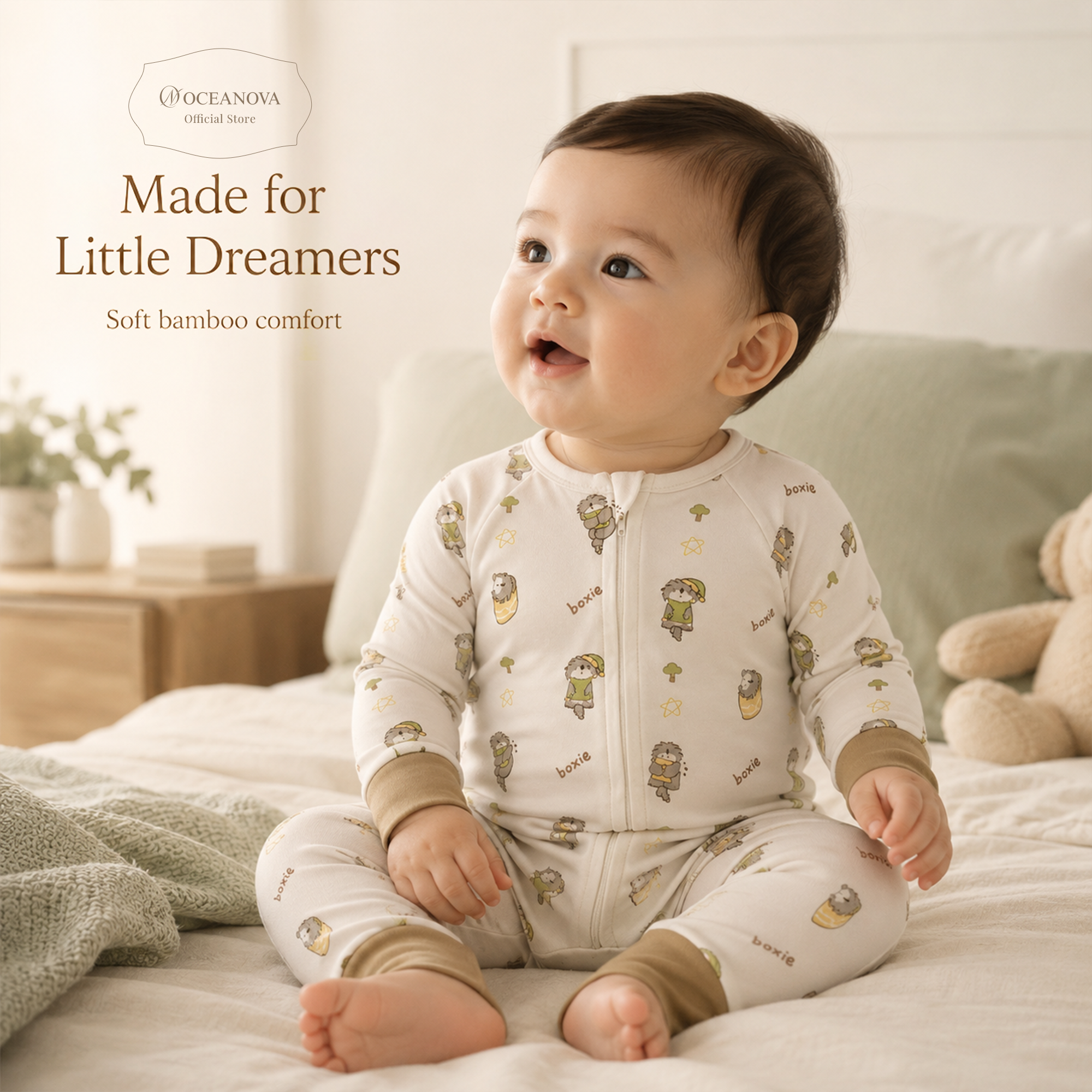 Mini Star Classic Bamboo Fiber Baby Long Onesie