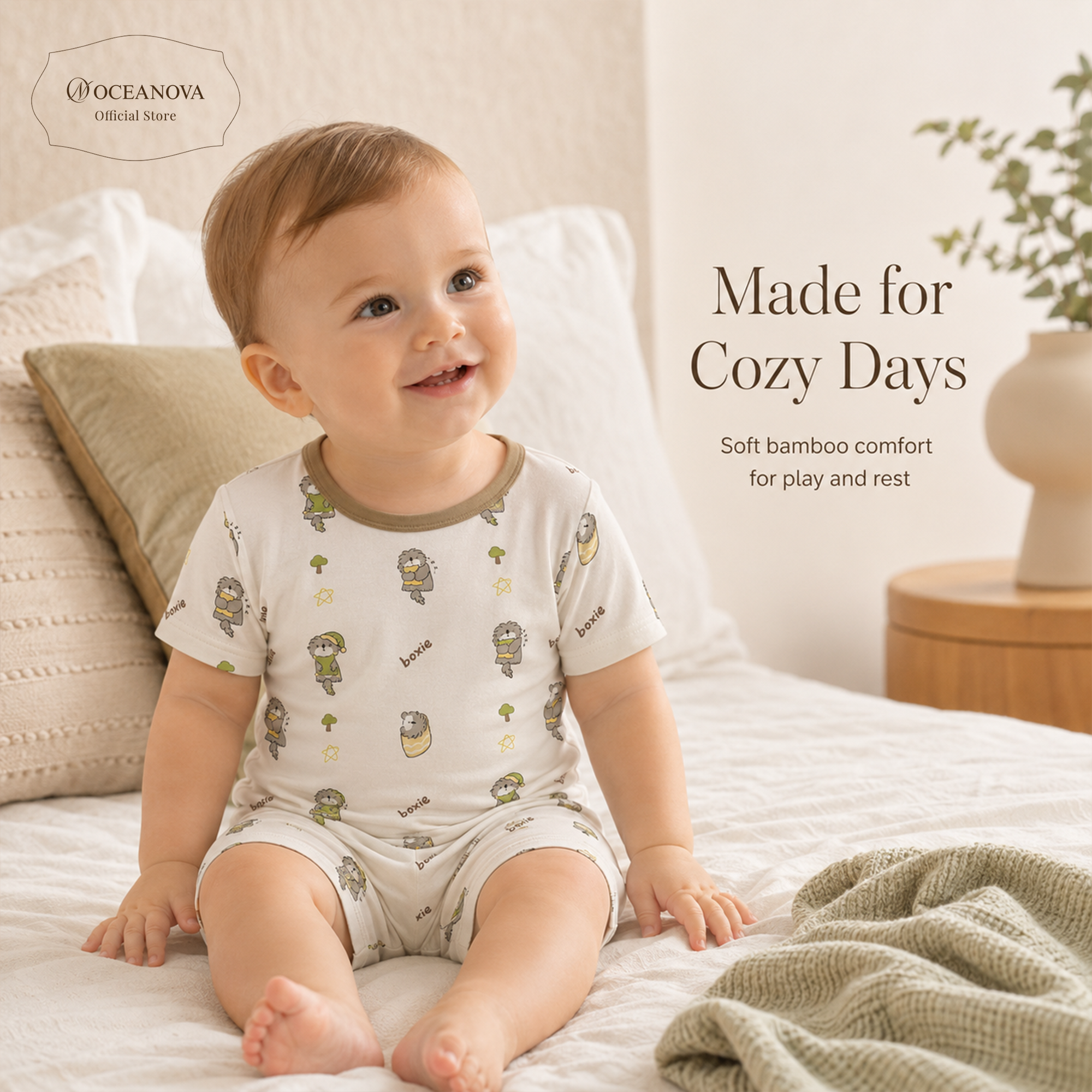 Mini Nova Classic Bamboo Fiber Baby Short-Sleeve Pajama Collection