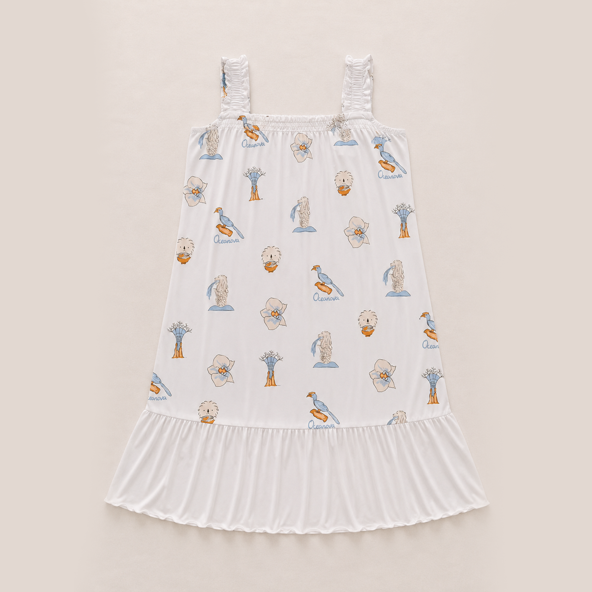 Women's Square-Neck Dress (Merlion Garden)