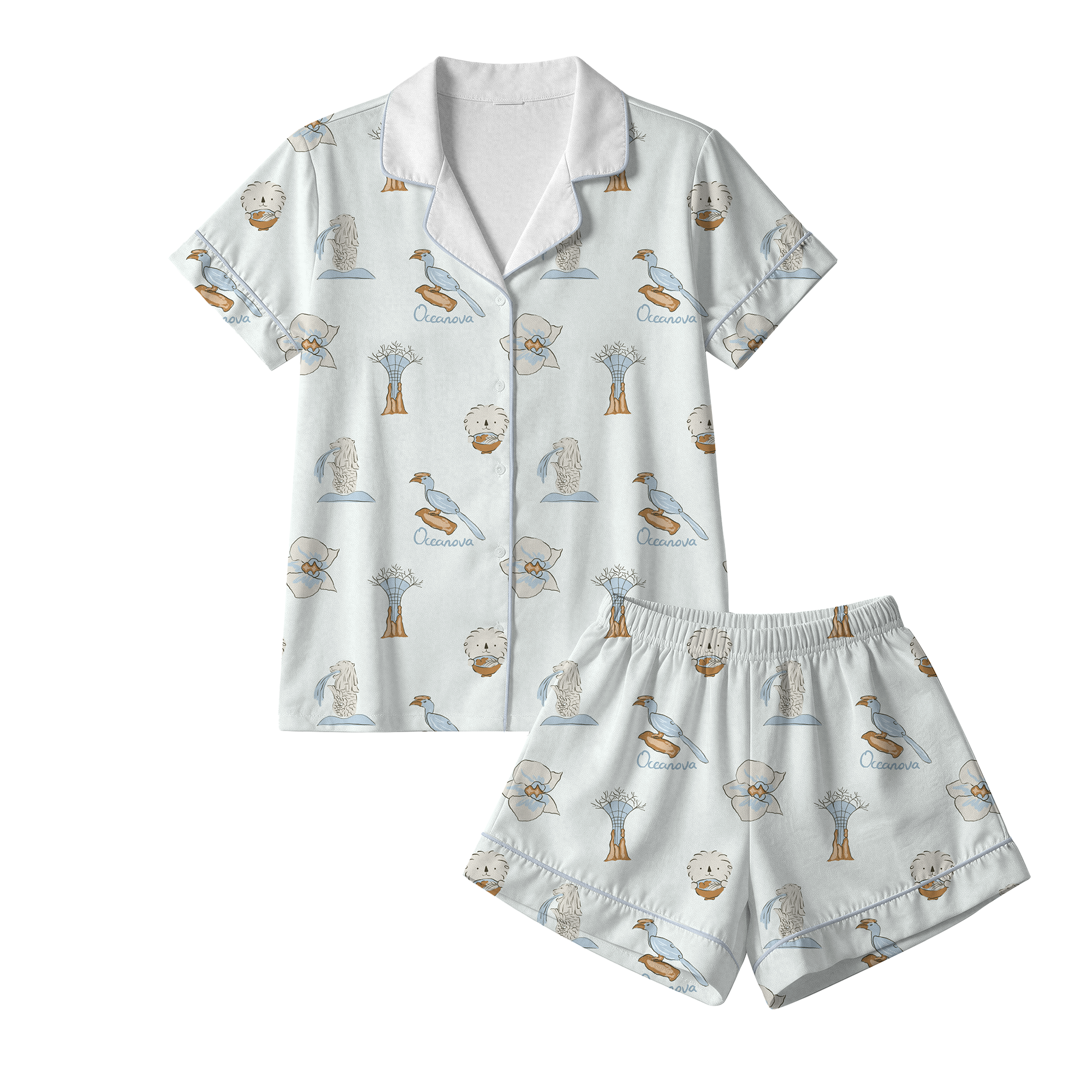 Adult Short Pajama Set （Merlion Garden）